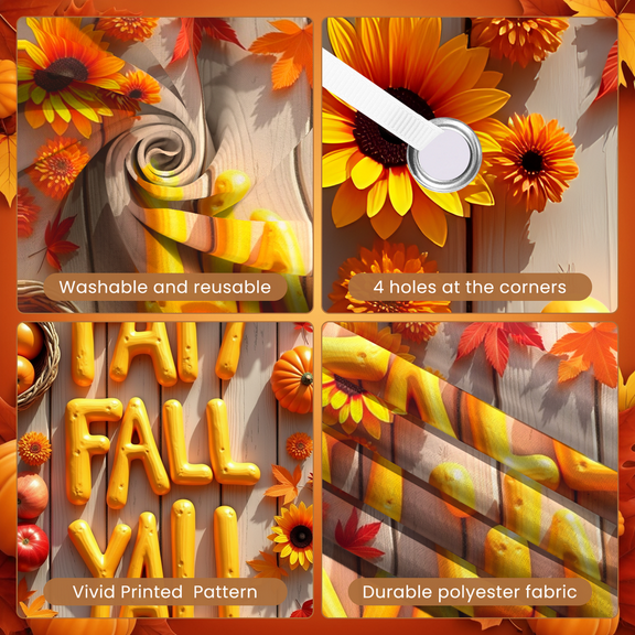 Seasonal Design Happy Fall Y'all Decorative Pumpkin Flowers Wooden Background for Thanksgiving Celebration Home Decor Autumn Gathering