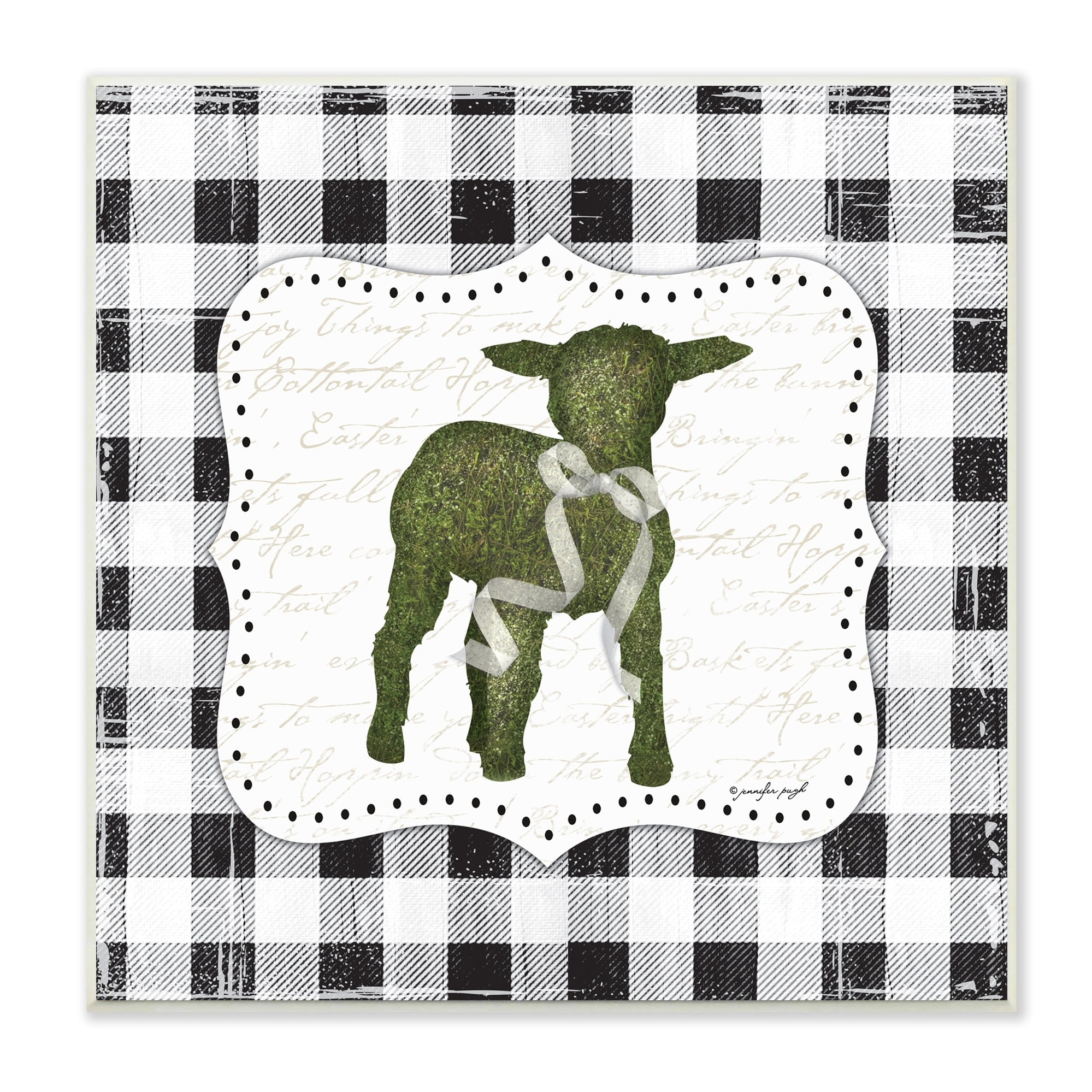 Seasonal Easter Baby Calf Spring Tartan Pattern Animals & Insects Graphic Art Unframed Art Print Wall Art
