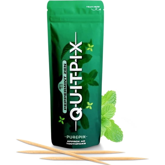 Seasonal Flavor Infused Premium Flavored Toothpicks - to Help Quit Smoking - Nicotine Free - Non-GMO, Kosher Vegan Peppermint 40 Approx Count