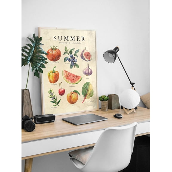 Seasonal Fruits and Vegetables Kitchen Wall Art Print - 8x12 - UNFRAMED