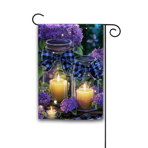 Seasonal Garden Flag Set, 12"x18" Double-Sided Outdoor Patio Flags, Candle flower Garden & Yard Decor