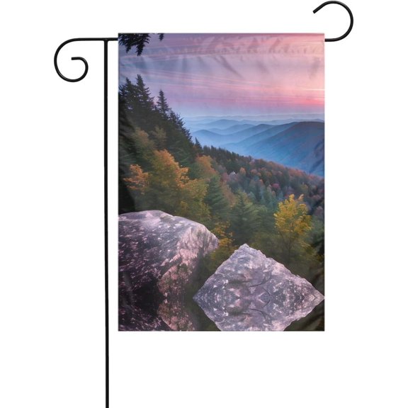 Seasonal Garden Flag Smokey Mountain Cliff Print 12 x 18 Inch Outdoor Yard Flag for All Seasons