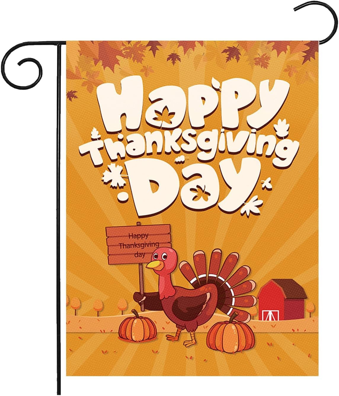 Thanksgiving Turkey Double-Sided Polyester Garden Flag 12x18