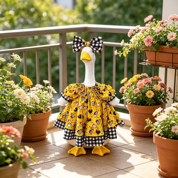Seasonal Goose Garden Statue, Style B, dressed bird figurine with a playful weather-inspired outdoor display design, for porch, patio, lawn, garden, entryway, farmhouse and seasonal yard decor