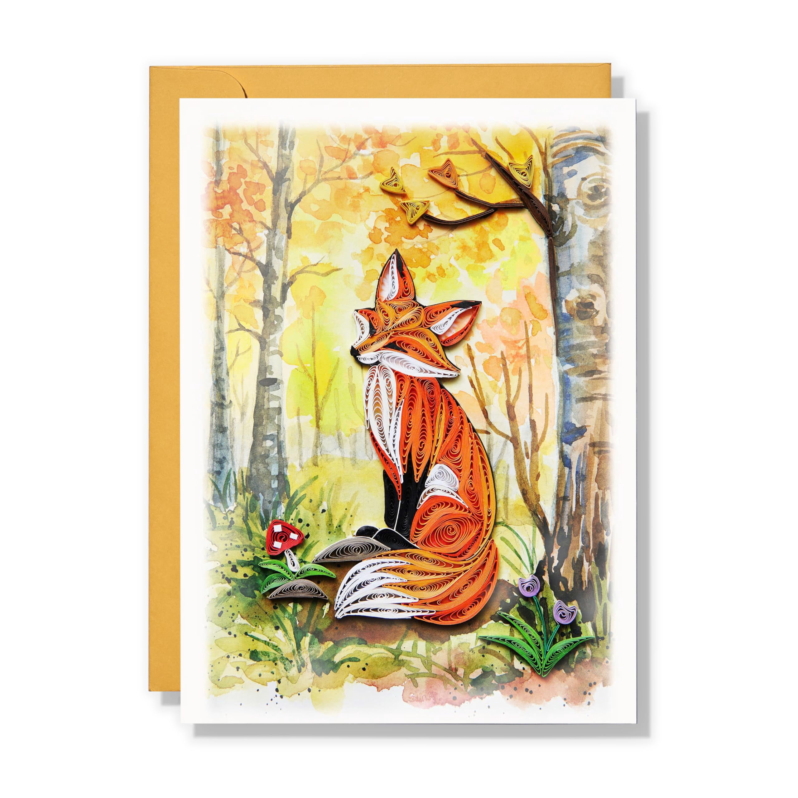 Seasonal Greeting Card, Autumn Holiday Love Card, Quilled Quilling Card for All Occasions, Watercolor Artful Greeting Card for Autumn, Fall, Thanks Giving, for Him Her Friend Mom Dad