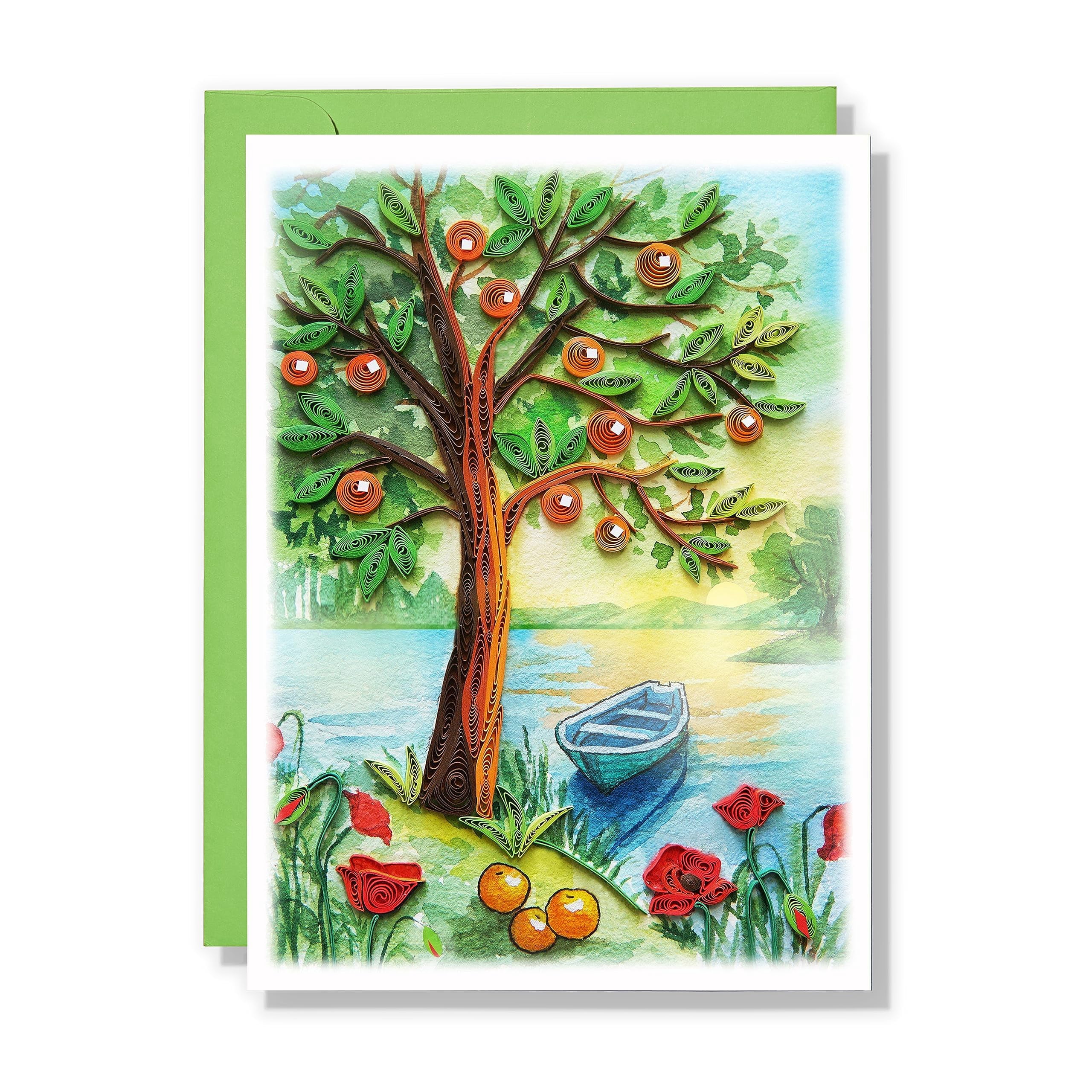 Seasonal Greeting Card, Autumn Holiday Love Card, Quilled Quilling Card for All Occasions, Watercolor Artful Greeting Card for Autumn, Fall, Thanks Giving, for Him Her Friend Mom Dad