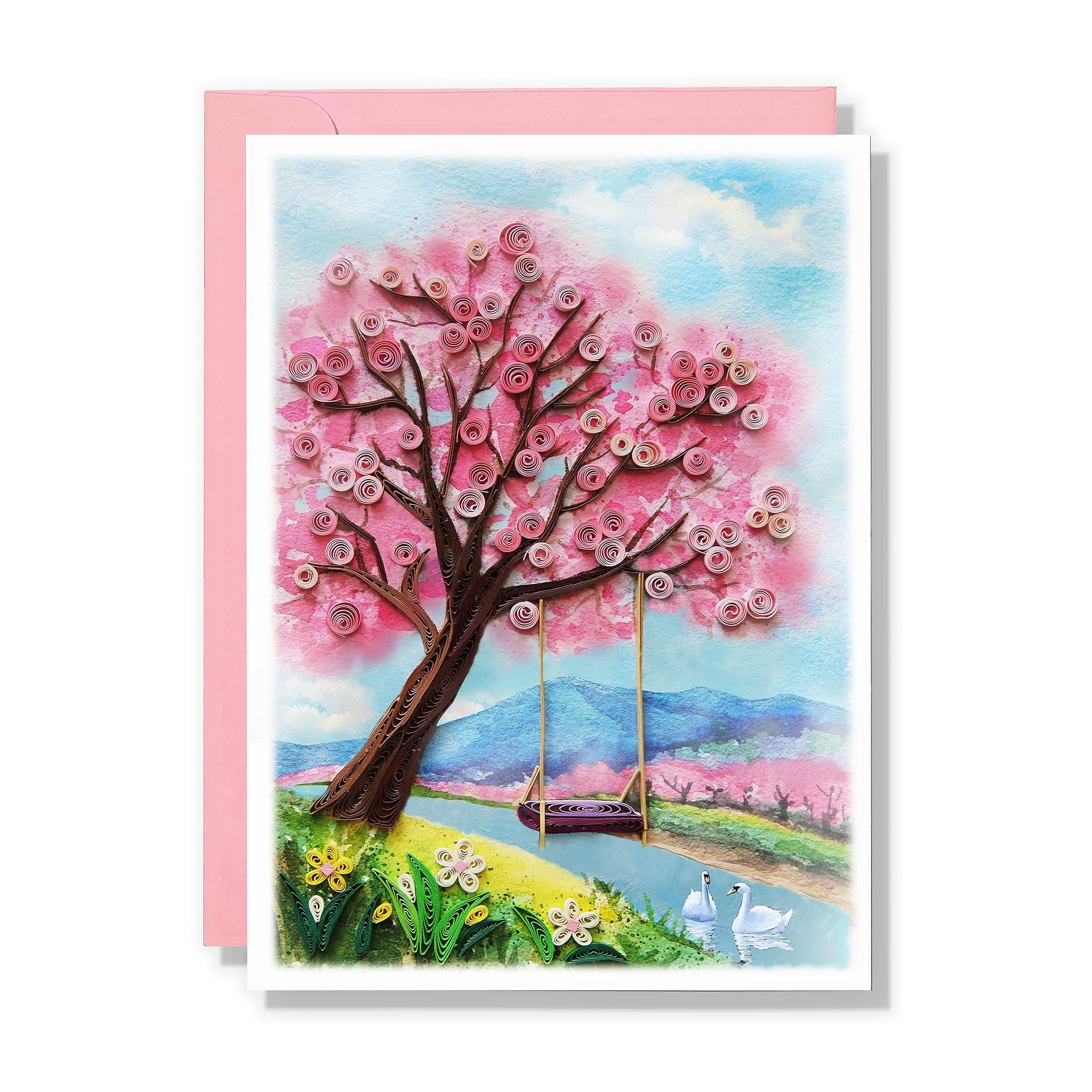 Seasonal Greeting Card, Autumn Holiday Love Card, Quilled Quilling Card for All Occasions, Watercolor Artful Greeting Card for Autumn, Fall, Thanks Giving, for Him Her Friend Mom Dad
