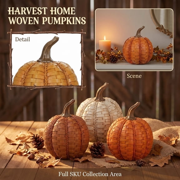 Seasonal Home Decor, Fall Pumpkin Decor, Decorative Pumpkins for Home Decor, Fall Pumpkins for Home Decor, Set of 3 15Cm 8X6 Inch Faux Resin Artificial Pumpkins in Beige, Orange,