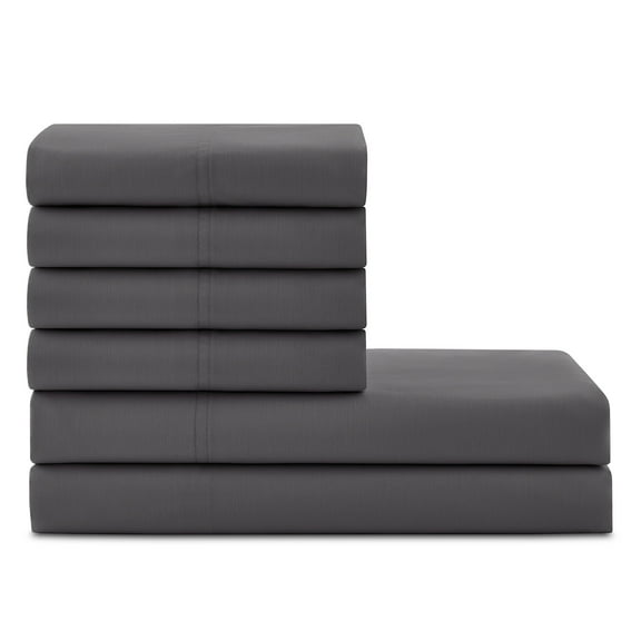 Hotel Style 6-Piece 1000 Thread Count, Dark Gravel, U.S. Grown Cotton Rich Blended Luxury, Bed Sheet Set, King
