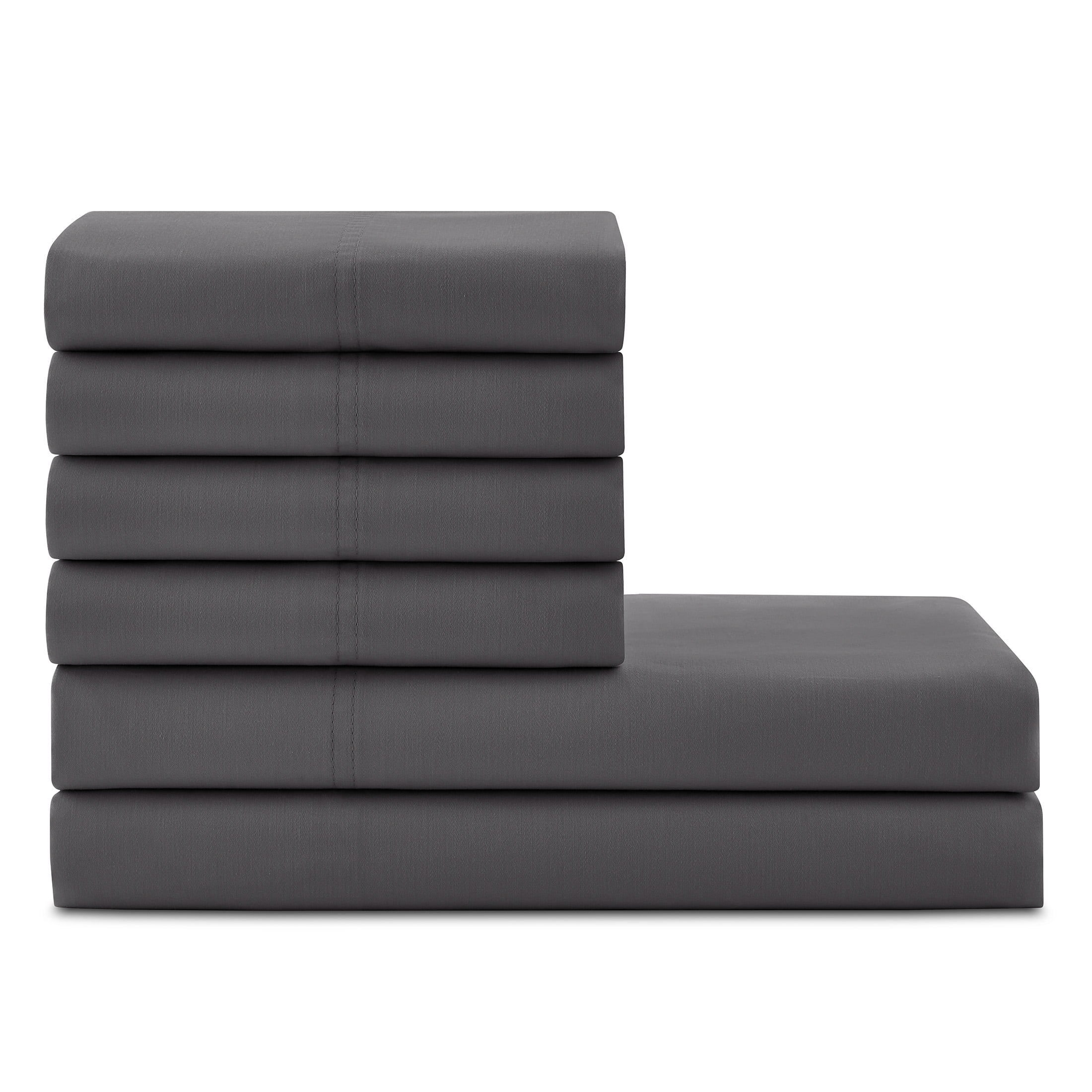 Hotel Style 6-Piece 1000 Thread Count, Dark Gravel, U.S. Grown Cotton Rich Blended Luxury, Bed Sheet Set, Queen