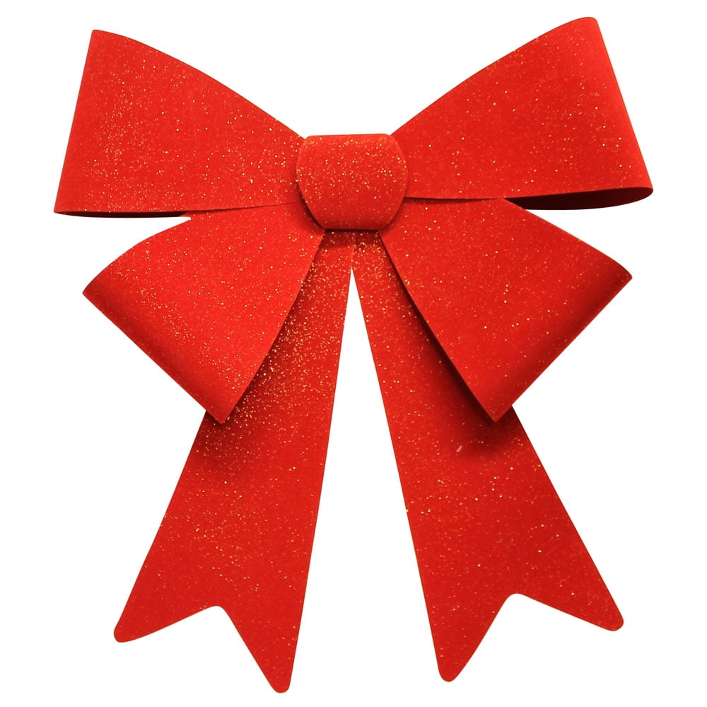 Jumbo Sized Flocked Red Glitter Bow
