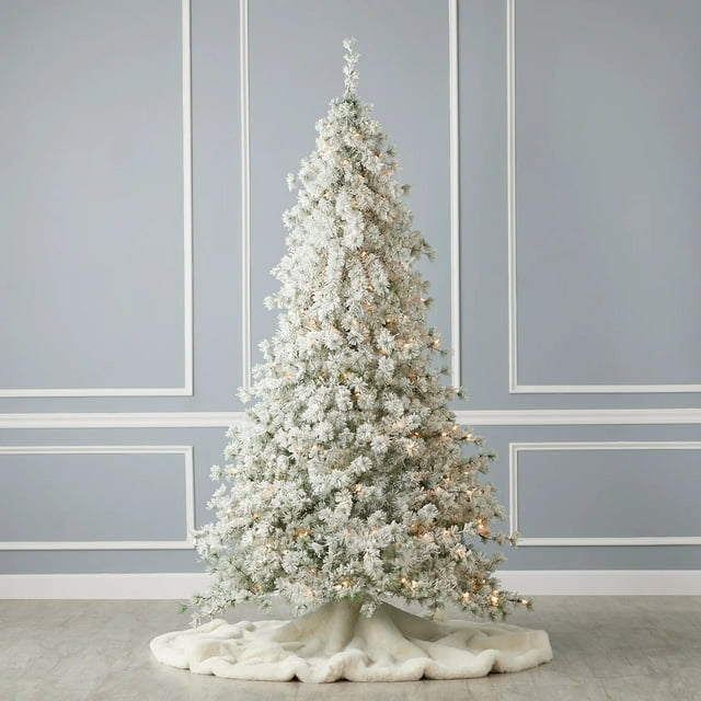 Seasonal LLC 6.5ft Snow Flocked Winter Fir Pre-Lit Christmas Tree with 250 Warm White LED Lights