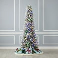 thumbnail image 1 of Seasonal LLC 6ft Snow Kissed Pine Flocked Slim Christmas Tree, 26 Inches Diameter, Pre-Strung with 200 Multicolor LED Lights, Long-Lasting LED Bulbs, 1 of 5