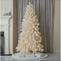 Seasonal LLC 7.5FT Pampas Christmas Tree, 48 Inches Diameter, Ivory Color Faux Branch Tips, Fire-resistant and Non-Allergenic
