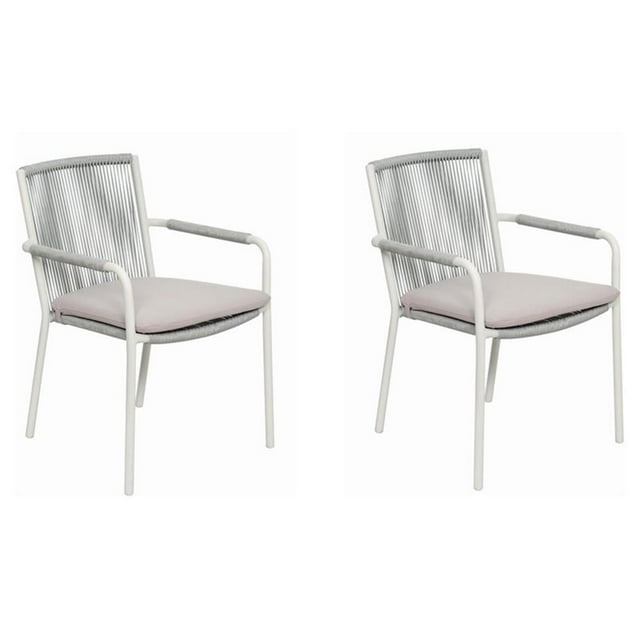 Seasonal Living Archipelago 18" Aluminum Dining Arm Chairs in White (Set of 2)
