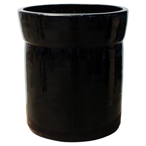 Seasonal Living Ceramic Azov 22" Round Modern Planter in Gloss Black