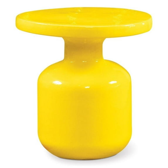Seasonal Living Ceramic Modern Bottle Accent Table in Mustard Yellow
