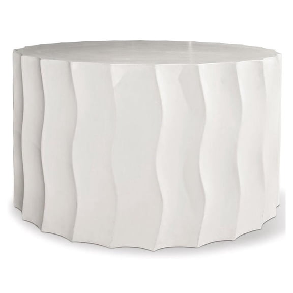Seasonal Living Perpetual Concrete Wide Wave Accent Table in Ebony White