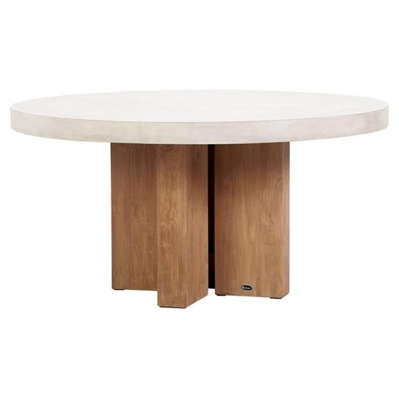 Seasonal Living Perpetual Java Teak Wood/Concrete Dining Table in Ivory White