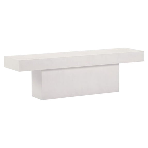 Seasonal Living Perpetual T-Bench Concrete Dining Bench in Ivory White