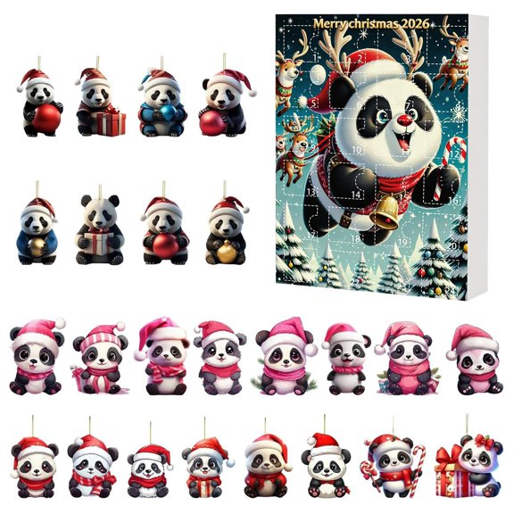 Seasonal Panda Themed Hanging Ornament Advent Calendar with 24 Days of Countdown Surprises Made of Acrylic for Holiday Home Decor and Family Gifting Countdown Calendar Edition