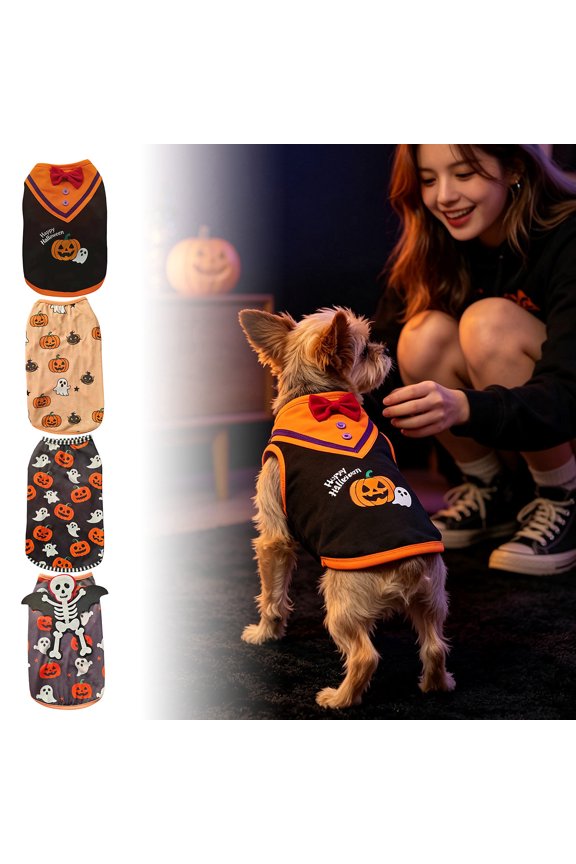 Seasonal Pet Clothing, Trick Or Treat Dog, Small Dog Halloween, Pumpkin Print Puppy Outfit, Orange X-Large Dog Tank Top for Small Sized Pets, Casual Funny Halloween Pet Apparel