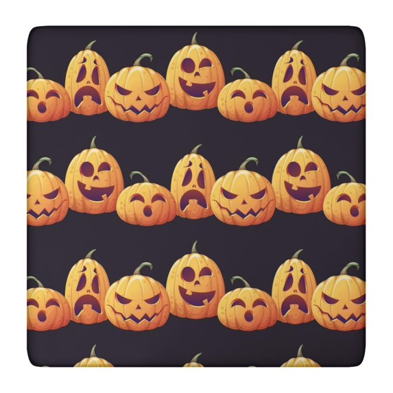 Seasonal Pumpkin Ghost Table Cover 36x36 with Elastic Edge - Stretchable Halloween Themed Fabric for Table Top Protection and Decor