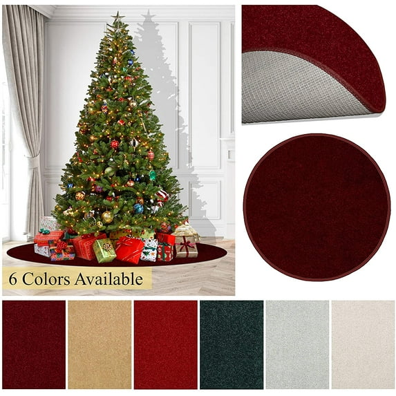 Seasonal Round Area Rug Carpets for Under a Christmas Tree. Add Some Holiday Flare and Comfort Under Your Tree This Year (7 ft Round, Red)