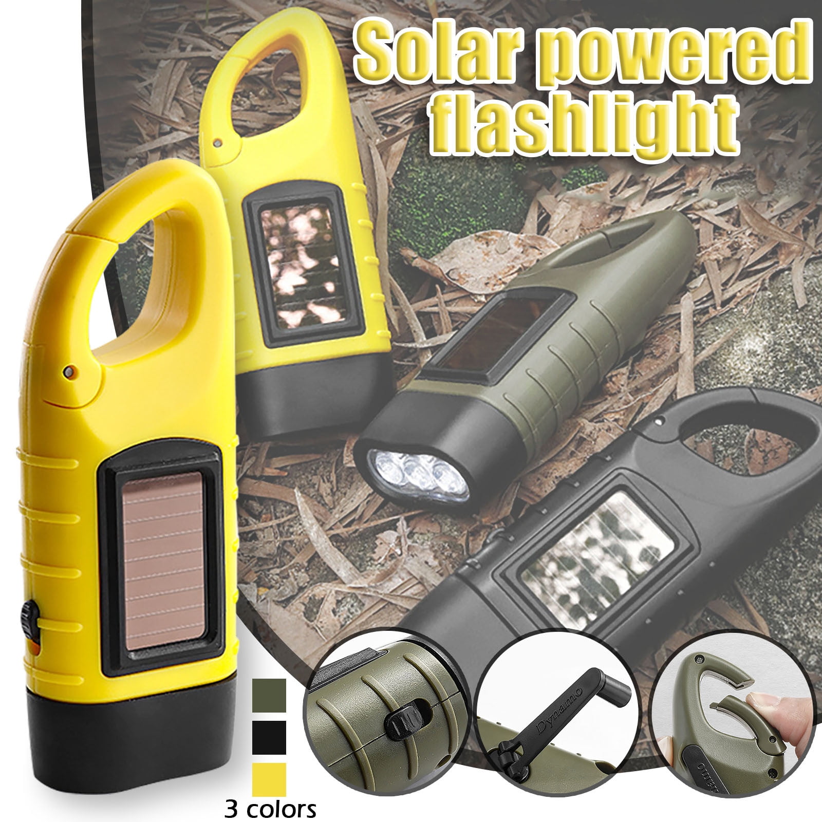 Seasonal Savings, Solar Rechargeable Hand-Cranked Emergency Light,Portable Self-Generating Lamp for Camping & Outages Garden Light, Valentine's Day Gitf's | Polyester, Black