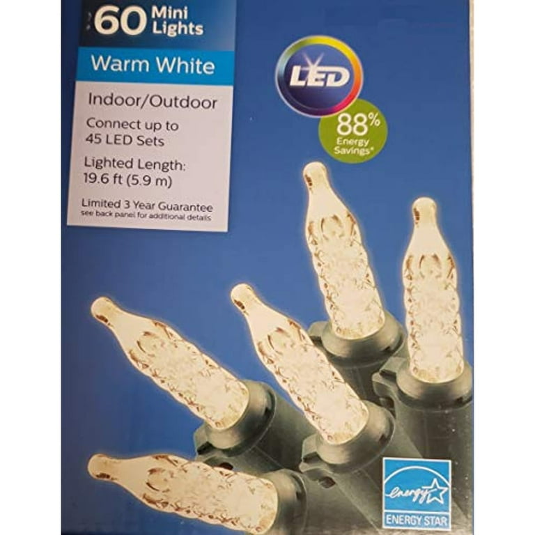Philips 60ct led christmas faceted outlet mini string lights warm white