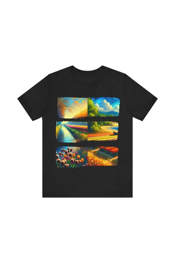 Seasonal Splendor in Dual Landscapes - Jersey Short Sleeve Tee