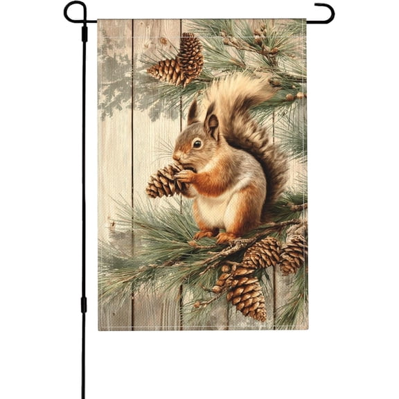 Seasonal Squirrel Garden Flag Double Sided 12 x 18 Inch Small Yard Flag for Indoor Outdoor Holiday and All Season Decor