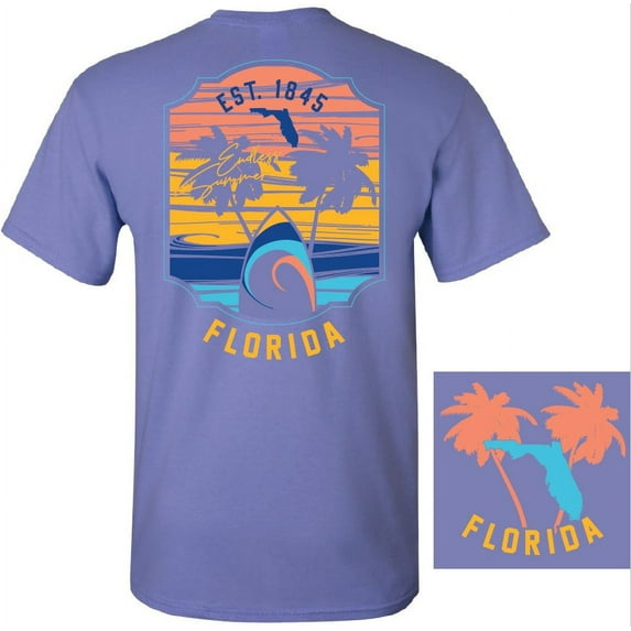 Seasonal Supply Company 100% Cotton Short Sleeve Florida Souvenir Printed Tee Shirt Lavender Small