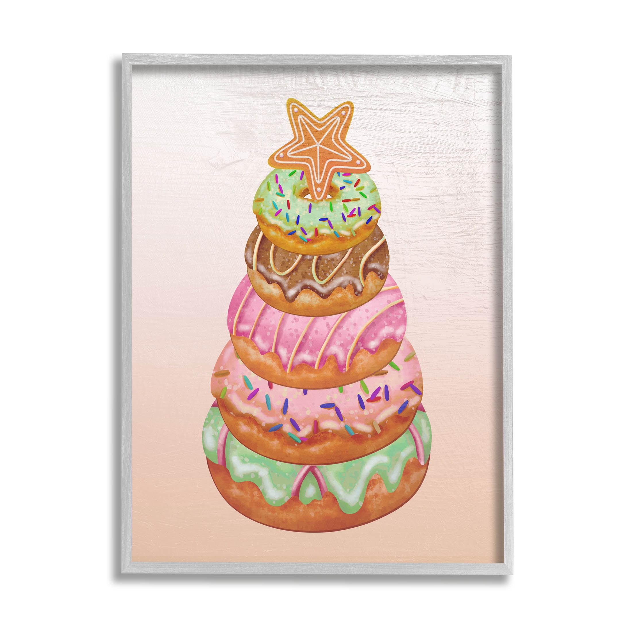 Seasonal Sweets Stacked Donuts Holiday Graphic Art Gray Framed Art Print Wall Art