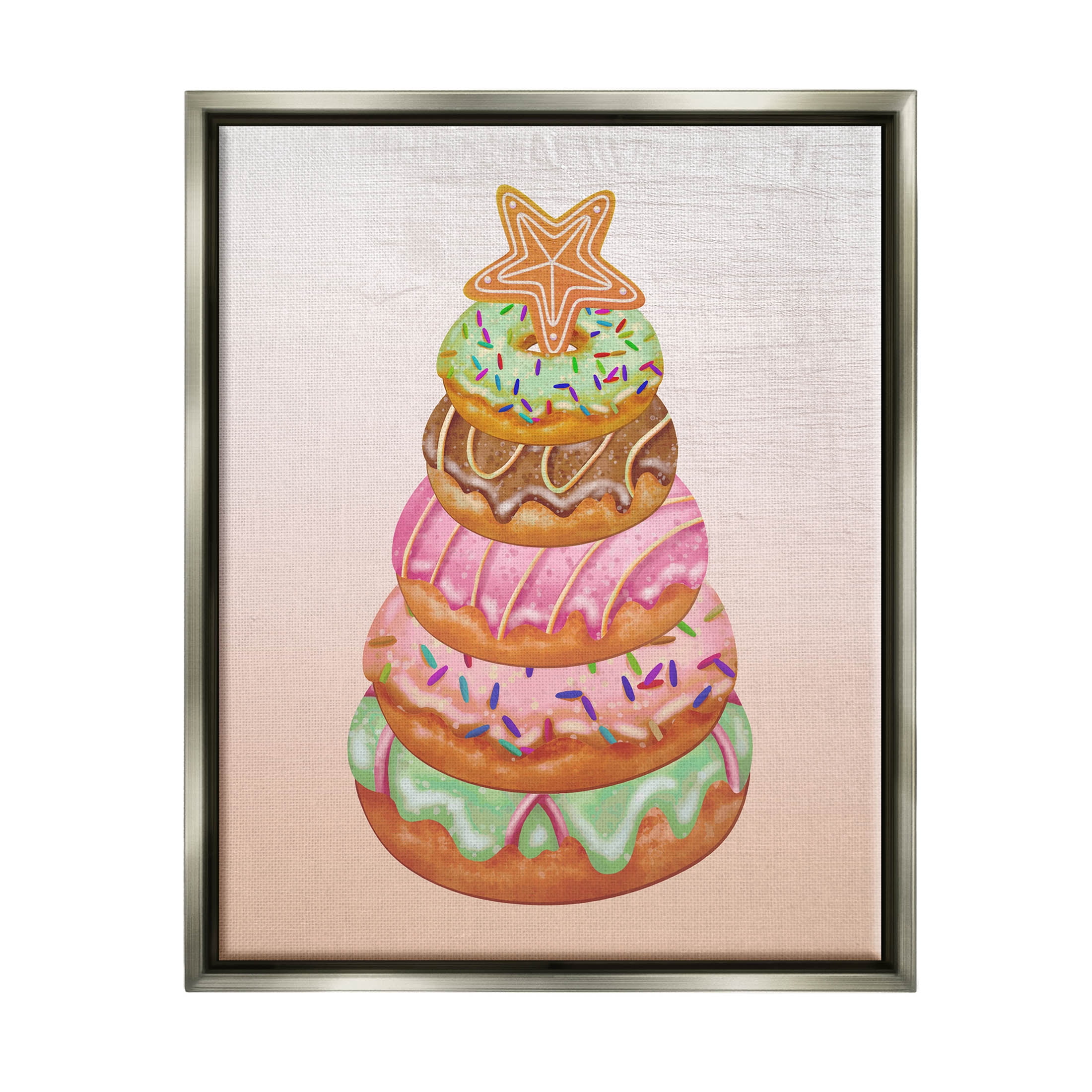 Seasonal Sweets Stacked Donuts Holiday Graphic Art Luster Gray Framed Art Print Wall Art