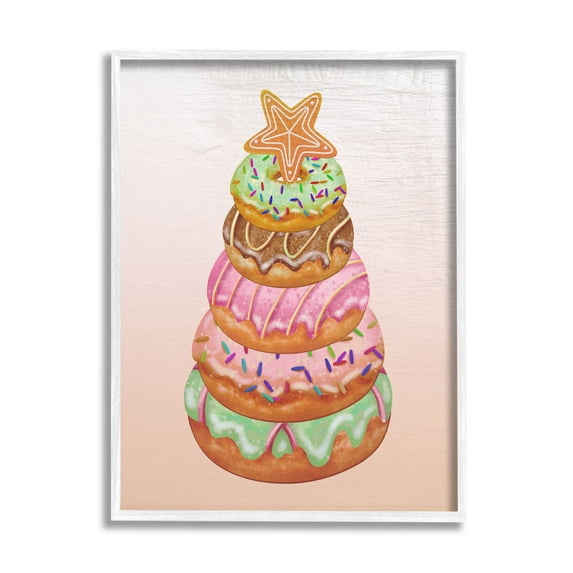 Seasonal Sweets Stacked Donuts Holiday Graphic Art White Framed Art Print Wall Art