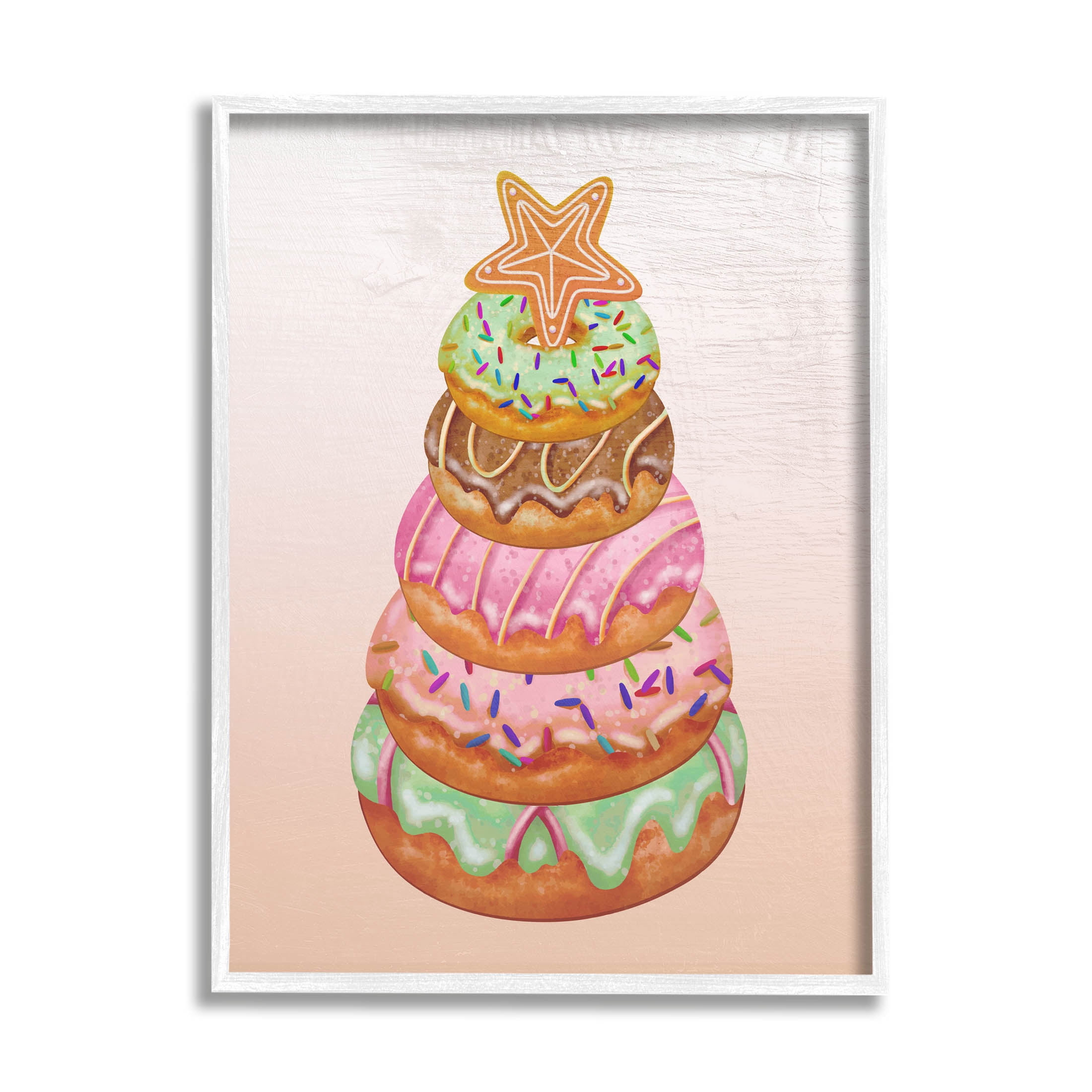 Seasonal Sweets Stacked Donuts Holiday Graphic Art White Framed Art Print Wall Art