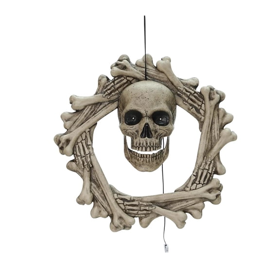 Seasonal Visions 18 in Bone Wreath Animated Decoration  - Off-White