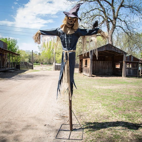 96" Animated Staked Scarecrow Prop  Creepy Halloween Yard Decoration