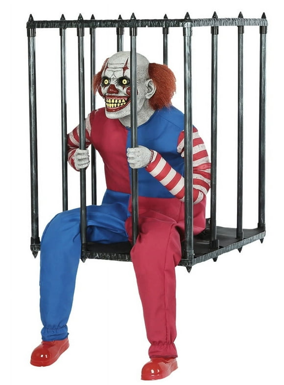 Seasonal Visions Caged Clown Walk Around Animat Men's Fancy-Dress Costume for Adult, One Size