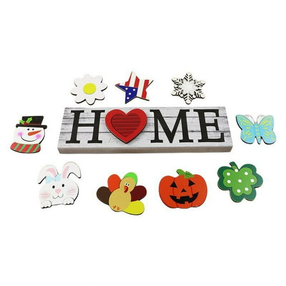 Seasonal Welcome Door Sign Interchangeable Welcome to Our Home Wood Round Wreath with Outdoor Decoration for Spring Summer Autumn Winter Hanging Ornaments