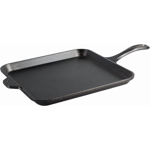 Seasoned Cast Iron Square Griddle - 11 Inches - Durable Pan - Cast Iron Cookware for Pancakes, Eggs, Bacon & Grilling Favorites