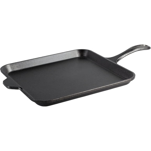 Seasoned Cast Iron Square Griddle - Durable Pan - Cast Iron Cookware for Pancakes, Eggs, Bacon & Grilling Favorites
