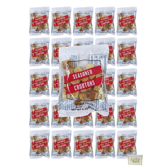 Seasoned Cubed Croutons Packets | Zero Trans Fat | 25 Count