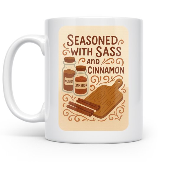 Seasoned With Sass 11 oz Coffee Mug - For Foodies White Ceramic Gift