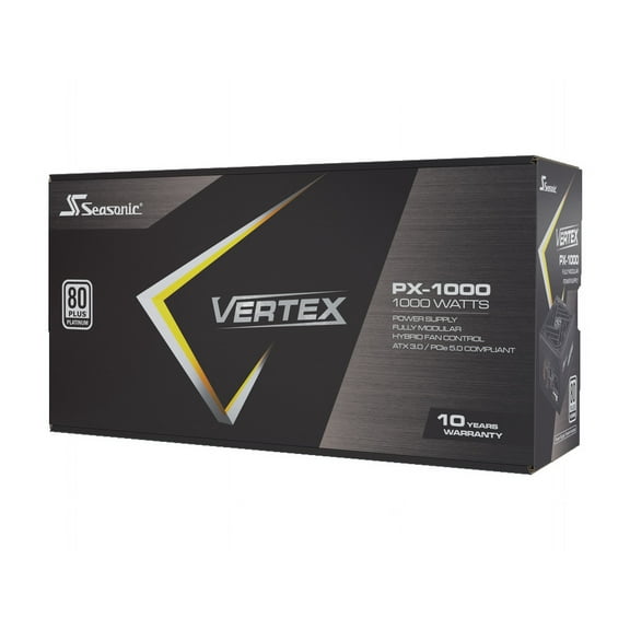 Seasonic VERTEX PX-1000, 1000W 80+ Platinum, ATX 3.0&PCIe 5.0 Ready, Full-Modular, ATX Form Factor, Low Noise, Premium Japanese Capacitor, 12 Year Warranty, Nvidia RTX 30/40 Super, AMD GPU Compatible