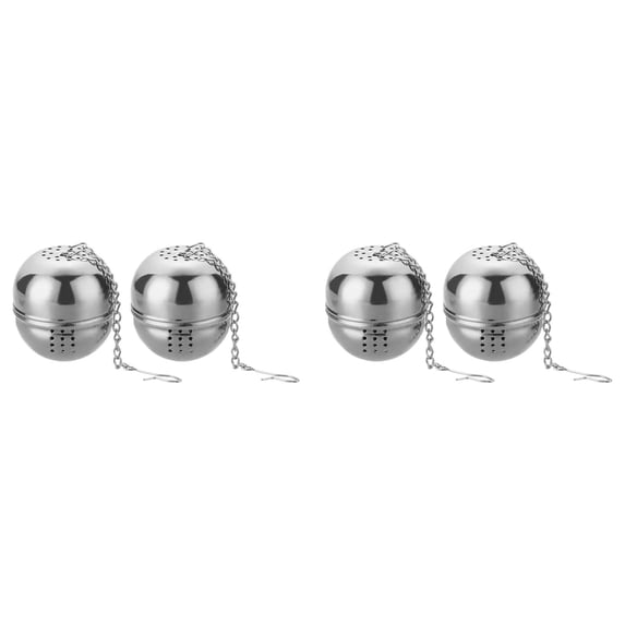 Seasoning Ball Tea Infuser - Fine Mesh Stainless Steel Spice Strainer - 2 Piece Tea Ball Set with Chain - Small - 4 Pack