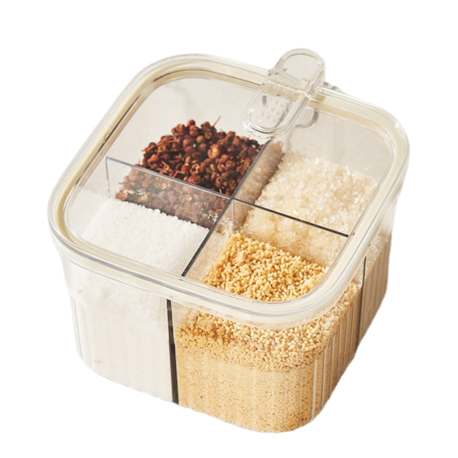 Seasoning Box, 4 Compartment Clear Seasoning Storage Container for