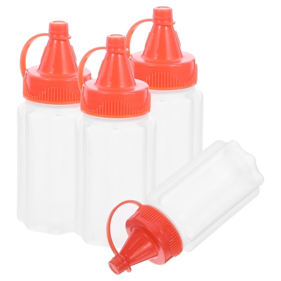4 Pcs Mini Portable PE Squeeze Bottles for Mustard, Balsamic Vinegar, Salad Dressing, Hot Sauce, Seasoning Storage Set