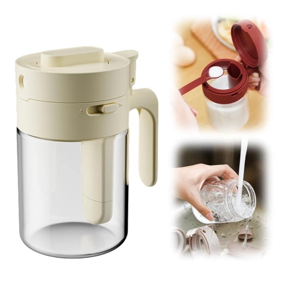 Seasoning Box,Box Glass With Spoon 2024 Newest Multifunctional Box Storage Cans With Lid Airtight Overnight Oats Container For Coffee Sugar Tea